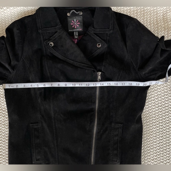 Isaac Mizrahi Suede Moto Jacket Women’s Biker Leather Zip Designer Classic Coat - Picture 7 of 9